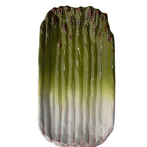Vintage Mancer Italy Majolica Shaped Asparagus Large Platter (16x9")
